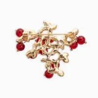 Брошь "Куст Вишни", цвет бордово-зелёный в золоте Брошь "Куст Вишни", цвет бордово-зелёный в золоте