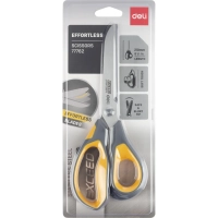 Ножницы Deli E77762 Yellow 210мм,прорезин.ручки желт-сер,лезвия сталь,блист