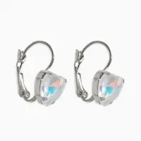 Серьги "Сердечки" лунные, цвет радужные в серебре