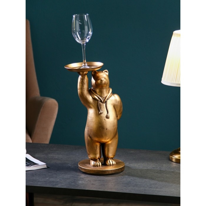 Подставка для мелочей «Медведь», полистоун, 45 см, цвет золото Подставка для мелочей «Медведь», полистоун, 45 см, цвет золото