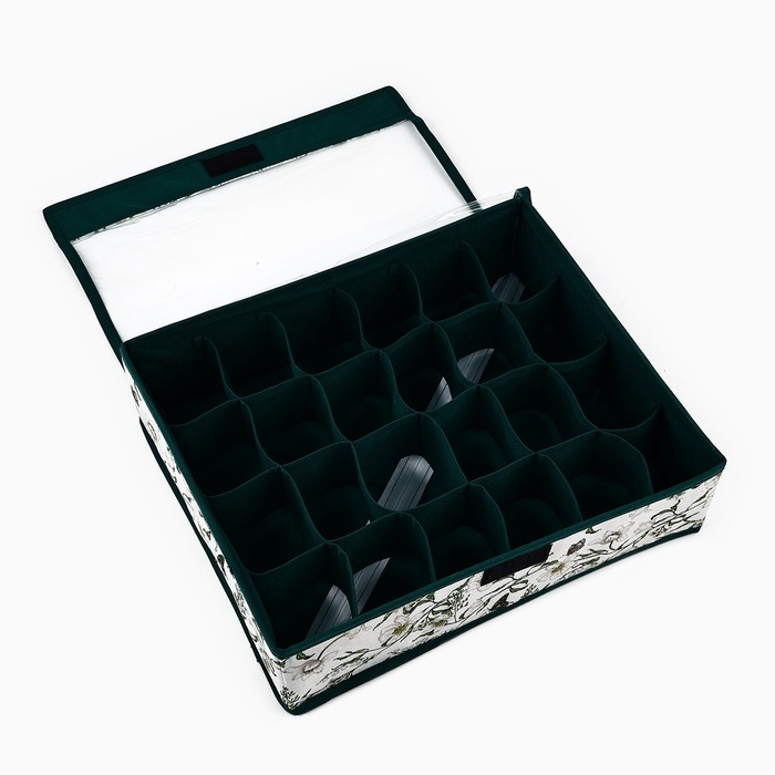 Органайзер для хранения 24 ячейки с крышкой Органайзер для хранения 24 ячейки с крышкой "Уют", 34 х 28 х 10 см