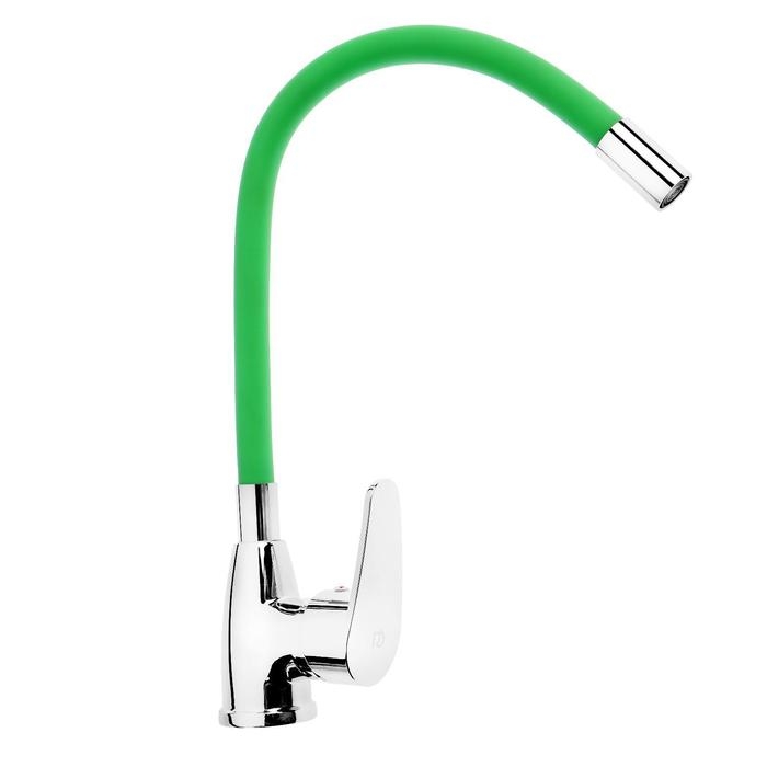 Смеситель для кухни ROEGEN RC014G, однорычажный, гибкий излив, цинк, салатовый, хром Смеситель для кухни ROEGEN RC014G, однорычажный, гибкий излив, цинк, салатовый, хром