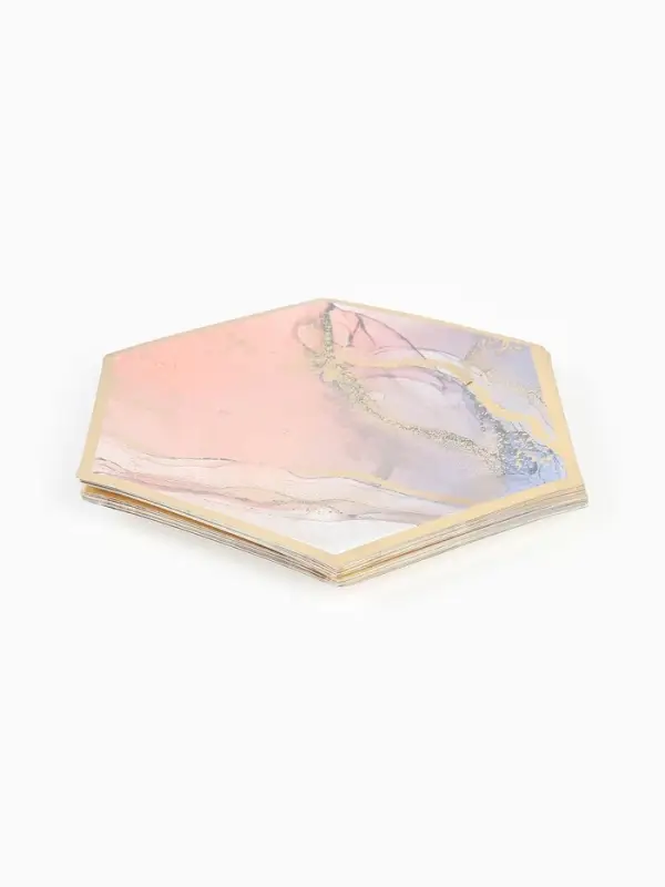 Набор посуды для праздника на 20 персон, мрамор розовый (тарелки 23 см, стакан 250 мл)