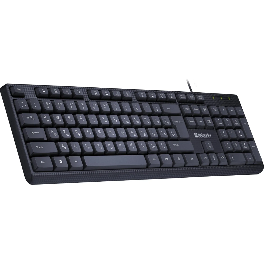 Клавиатура Defender Daily HB-162 RU проводн,черный,104кнопки+FN, 1.8м 45162