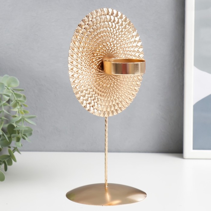 Подсвечник металл на 1 свечу Подсвечник металл на 1 свечу "Этнический круг" золото 25,5х13,5х11 см