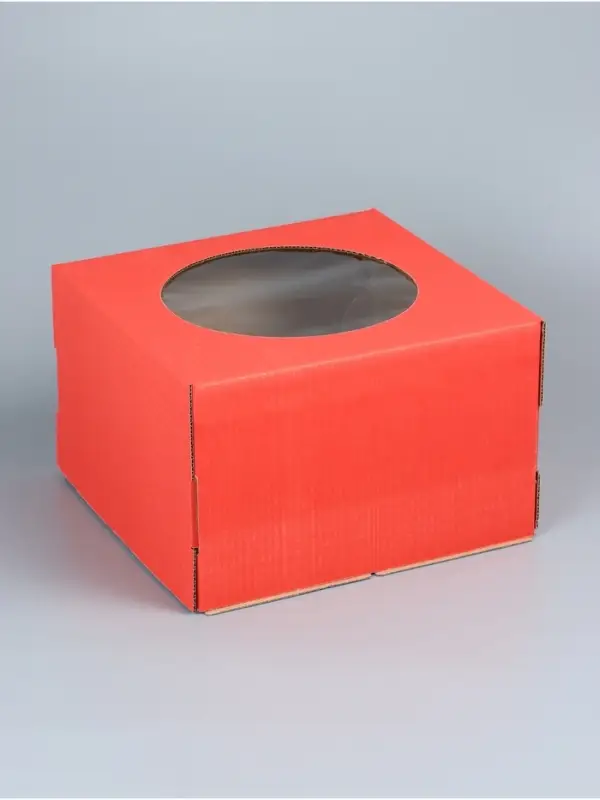 Коробка для торта, с окном, красный, 30&times;30&times;19 см