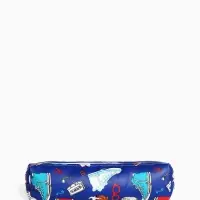 Косметичка-пенал на молнии, с рисунком, синяя