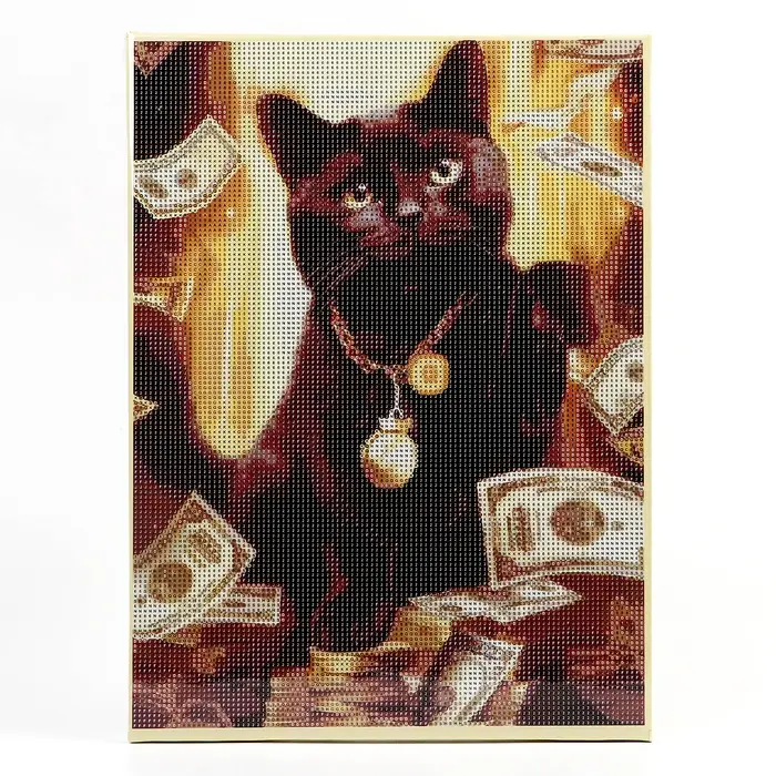 Алмазная вышивка полное заполнение "Кот на удачу", на раме 30*40 см