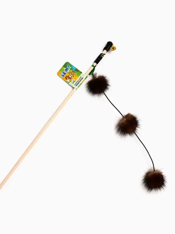 Дразнилка - удочка &laquo;Салют из норки&raquo;, на деревянной палочке, цвет МИКС