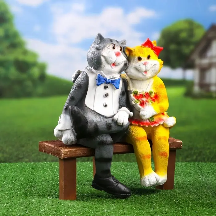 Садовая фигура из полистоуна &laquo;Коты на лавке&raquo;, 40&times;18&times;40 см