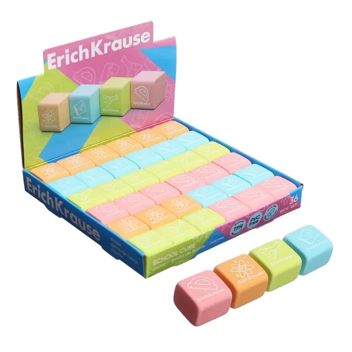 Ластик ErichKrause Ластик ErichKrause "School cube", 22 х 22 х 17 мм, синтетика, микс