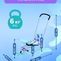 Снегокат &laquo;Twiny 2+&raquo; с пингвинятами, со спинкой, с родительской ручкой, голубой, фиолетовый, TW2+/П Nika