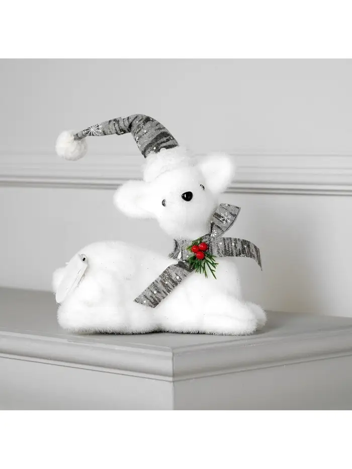 Светодиодная фигура &laquo;Олень&raquo; 21&times;19&times;10 см, флок, от батареек CR2032&times;2, свечение тёплое белое