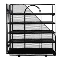 Лоток для бумаг, вертикальный + горизонтальный, металлическая сетка, 5 отделений, чёрный