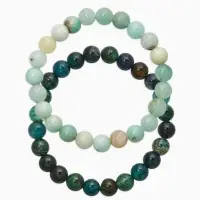 Набор браслетов 2 шт.&laquo;Амазонит и Азурит&raquo;, d=6 см, шар №8, голубой
