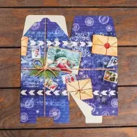 Коробка складная, подарочная новогодняя «Дед Мороз» 12×12×12 см