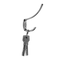 Крючок мебельный ТУНДРА TKD014, двухрожковый, хром, 10 шт TMP