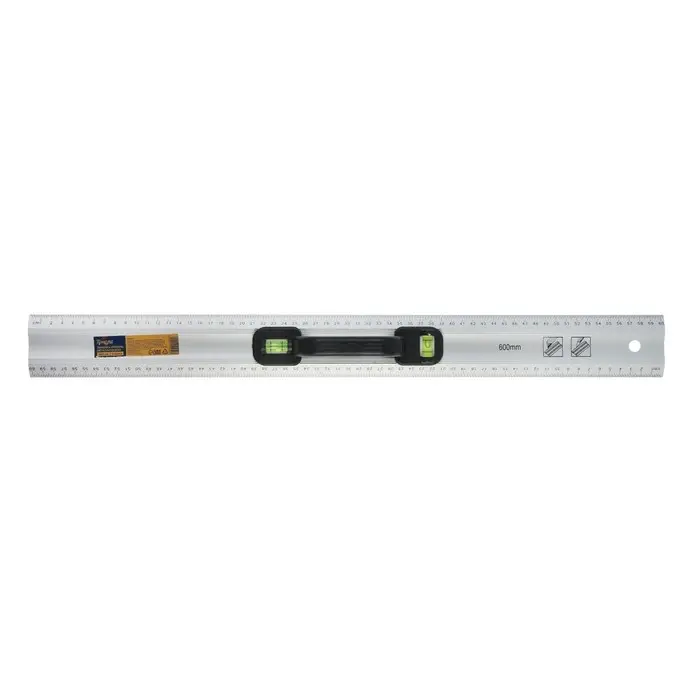 Линейка-уровень ТУНДРА, металлическая, пластиковая ручка, 2 глазка, 600 мм