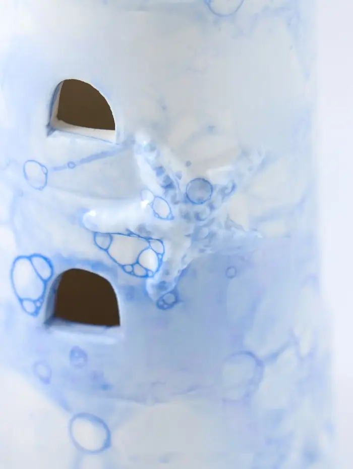 Сувенир керамика свет "Маяк" мраморный бело-синий 6,5х6,5х18 см