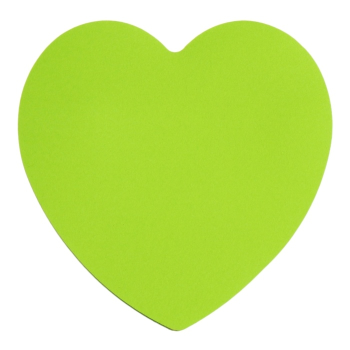 Блок с липким краем бумажный 70x70мм, ErichKrause "Heart Neon", 50 листов, зеленый