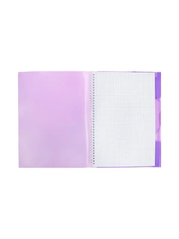 Тетрадь-папка А4, 80 листов в клетку Hatber FolderBook, пластиковая обложка, на закрытом гребне, с клапаном на резинке, фиолетовая