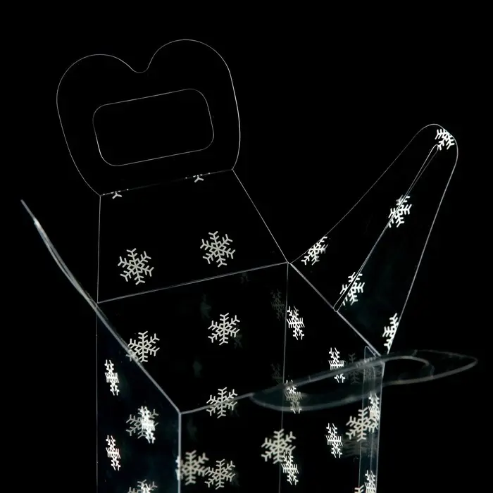 Коробка подарочная новогодняя складная ПВХ «Снежинки» 12×7×7 см Коробка подарочная новогодняя складная ПВХ «Снежинки» 12×7×7 см