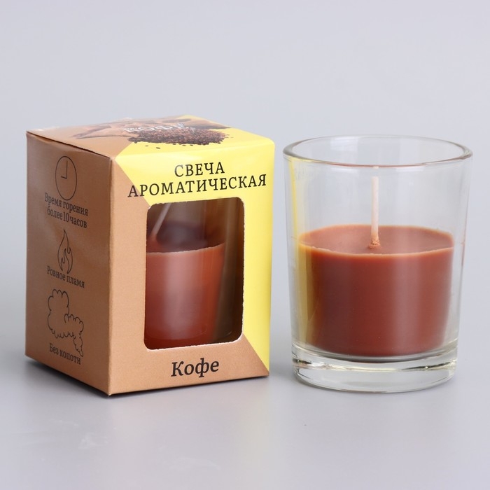 Свеча  ароматическая в стекле 5х6см, Кофе Свеча  ароматическая в стекле 5х6см, Кофе