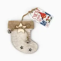 Ёлочная игрушка новогодняя &laquo;Носочек&raquo;, дерево, 9&times;10 см