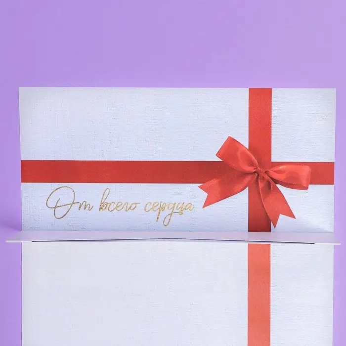 Конверт подарочный с внутренним карманом &laquo;Бант&raquo;, 20 &times; 9,5 см