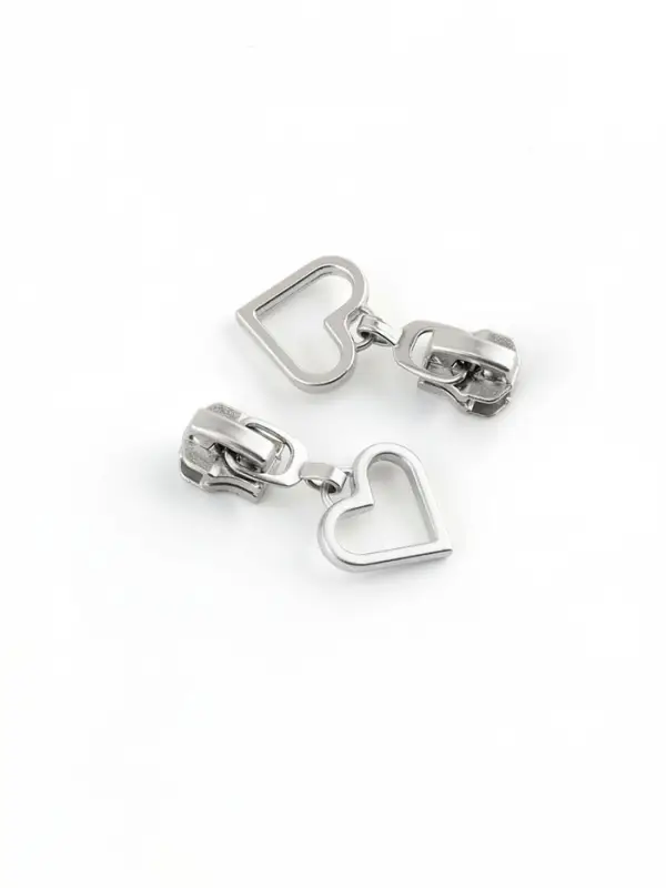 Бегунок для металлической молнии, №5, &laquo;Сердце&raquo;, 10 шт., цвет никель