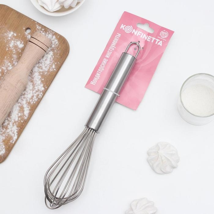 Венчик для взбивания с толстыми струнами KONFINETTA, 27 см, цвет серебристый Венчик для взбивания с толстыми струнами KONFINETTA, 27 см, цвет серебристый