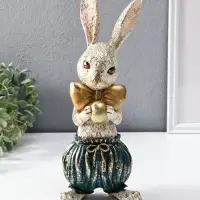 Сувенир полистоун "Зайчик с золотым яичком" 12х9,5х30 см