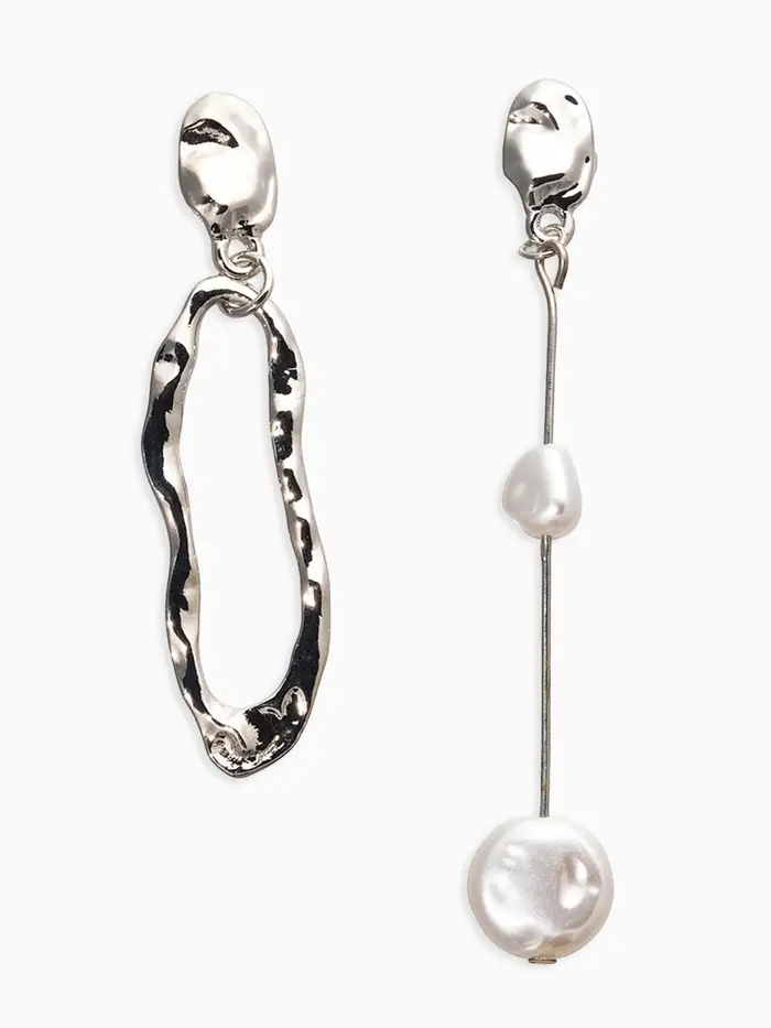 Серьги жемчуг &laquo;Корейский стиль&raquo;, белые в серебре