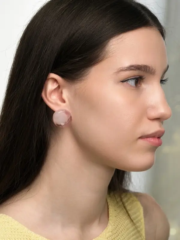 Серьги пластик &laquo;Леденец&raquo;, d=2 см, с разводами белыми, розовые