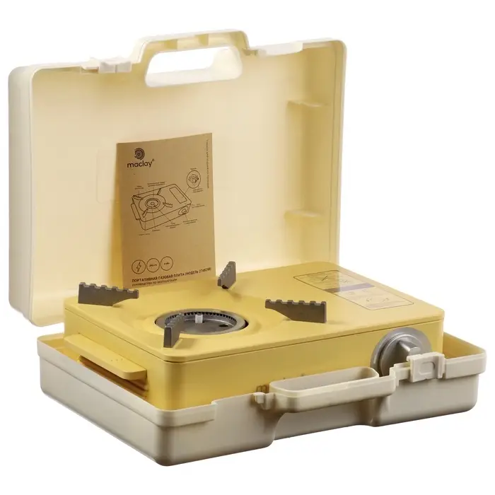 Плита газовая портативная maclay, для кемпинга, 20&times;32.5&times;10.5 см, бежевая