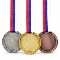 Медали для награждения, 3 шт., 5 см, на ленте триколор, разноцветные