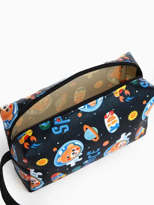 Косметичка - футляр женская с ручкой, объёмная, маленькая, для прокладок, косметики, лекарств, чёрная