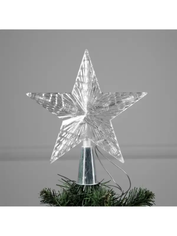 Светодиодная верхушка на ёлку &laquo;Звезда белая&raquo;, 16 см, 10 LED, от батареек ААх2, фиксинг, свечение красное