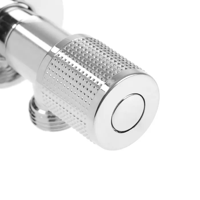Кран угловой ZEIN engr, 1/2" &times; 1/2", кран-букса латунь/керамика, нерж. сталь, хром