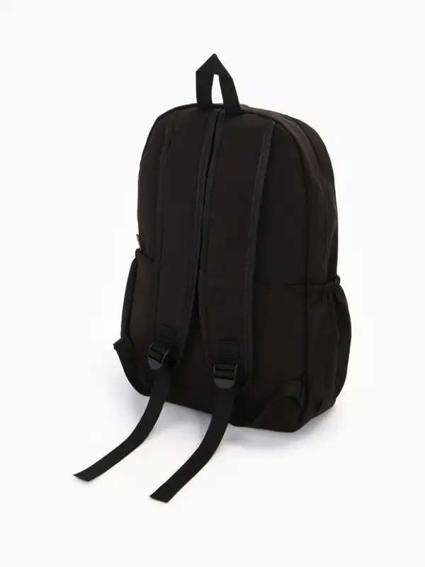 Рюкзак школьный на молнии, с карманами, с принтом, размер 30&times;12&times;43 см, чёрный