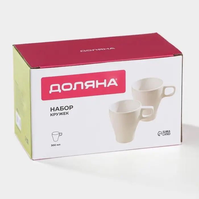 Набор кружек Доляна Coffee break, 300 мл, 2 шт., керамика, белый