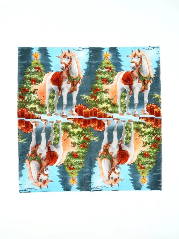 Салфетки бумажные New Line Fresco «Белая лошадь с ёлкой», 33х33 см, 3 слоя 20 листов
