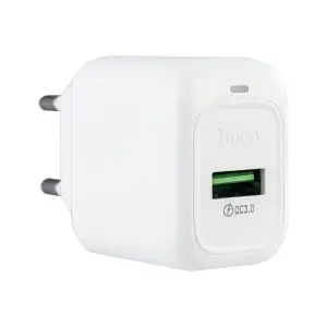 Переходник сетевого зарядного устройства CS52A HOCO на USB QC3.0 18W белый