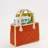 Сумка плетёная на застёжке из пандана, 30&times;10&times;35 см, бежево-оранжевая