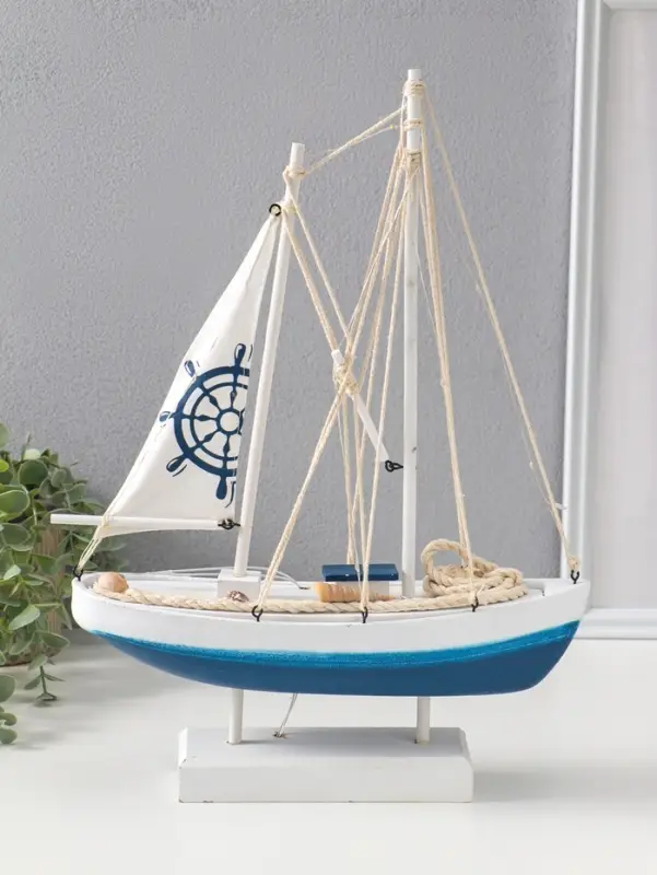 Сувенир дерево LED "Корабль со штурвалом на парусе"2хАА 28х8,5х39 см