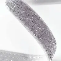Лента бархатная, с серебряным люрексом, 10 мм, 18&plusmn;1 м, серая №184