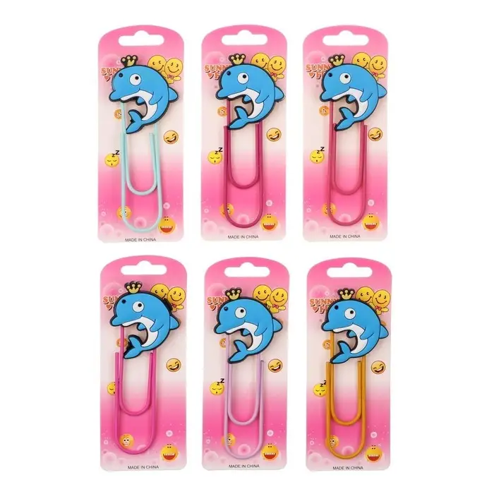 Закладка-скрепка большая «Дельфин», 11 см, МИКС Закладка-скрепка большая «Дельфин», 11 см, МИКС