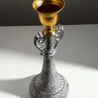 Металлический подсвечник на 1 свечу &laquo;Лучиано&raquo;, серый с золотом, 16&times;16&times;42 см