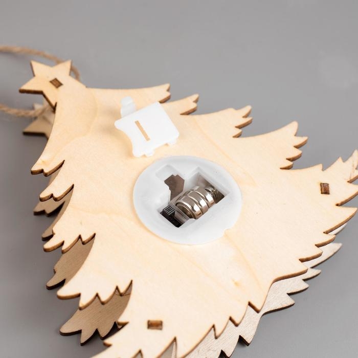 Ёлочная игрушка «Ёлочка со снеговиком», от батареек, свечение тёплое белое Ёлочная игрушка «Ёлочка со снеговиком», от батареек, свечение тёплое белое