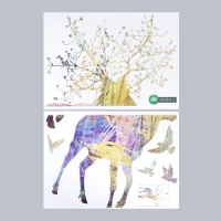 Наклейка пластик интерьерная цветная "Олень и птицы" мрамор с золотом набор 2 листа 30х42 см 75994 Наклейка пластик интерьерная цветная "Олень и птицы" мрамор с золотом набор 2 листа 30х42 см 75994